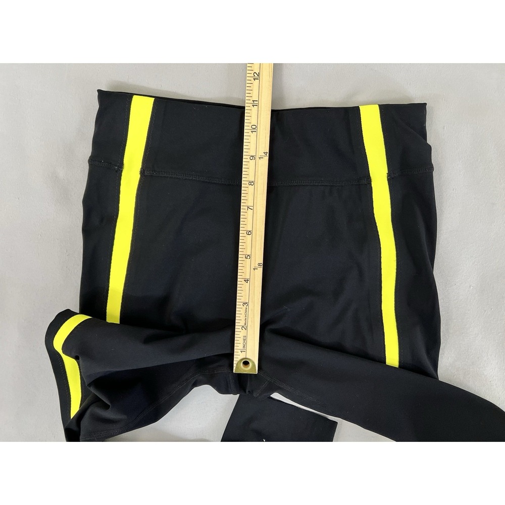Zyia active full length leggings size 6/8 Medium Black With Yellow Stripe - Picture 8 of 9